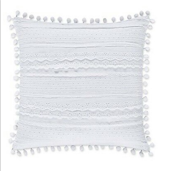 Square Pom Pom White Pillow - Picture 1 of 3